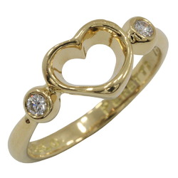 Tiffany & Co. Heart Ring Size 6 Elsa Peretti 2P Diamond K18 Yellow Gold x Approx. 2.3g Open Women's