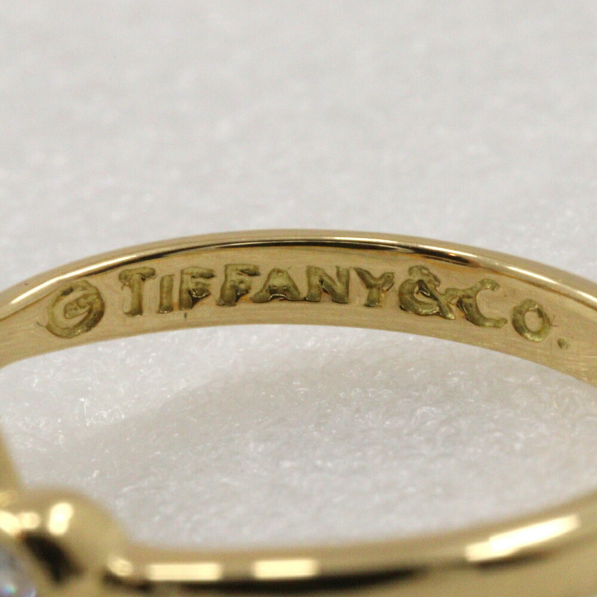 Tiffany & Co. Heart Ring Size 6 Elsa Peretti 2P Diamond K18 Yellow Gold x Approx. 2.3g Open Women's