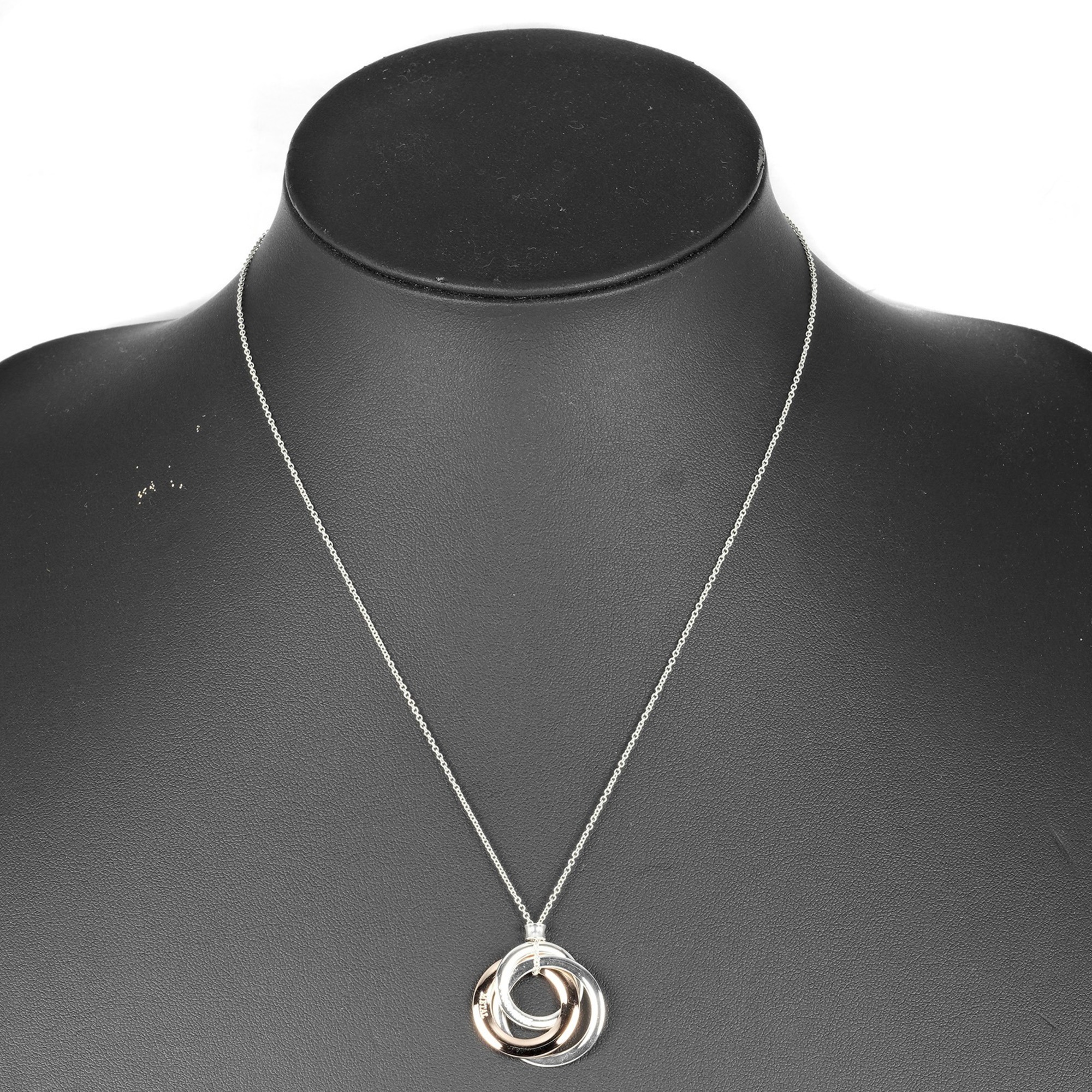 Tiffany TIFFANY&Co. 1837 Interlocking Circle Necklace Silver 925 Rubedo Metal Approx. 5g