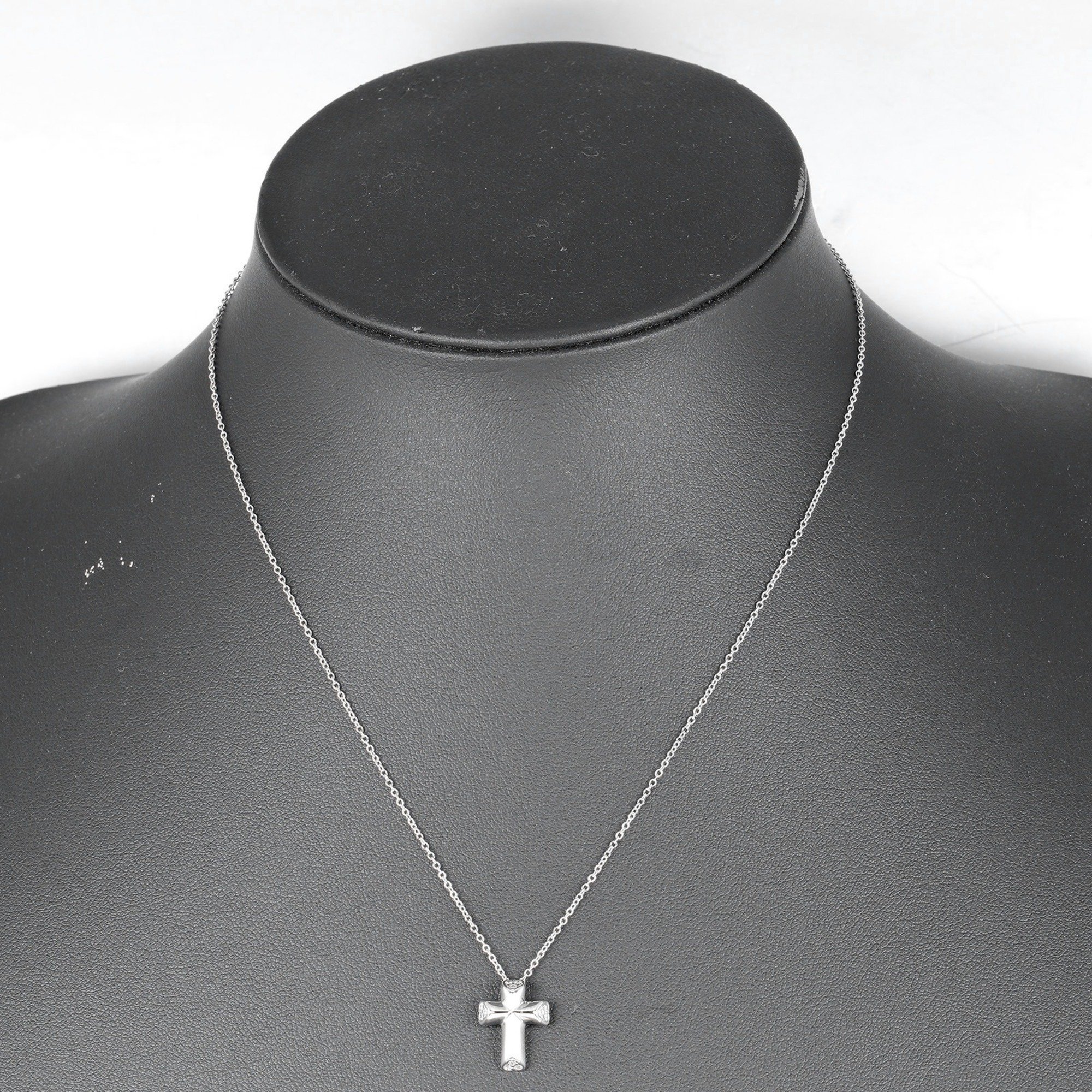 Tiffany TIFFANY&Co. Tenderness Cross Necklace K18WG White Gold Diamond Approx. 3.8g