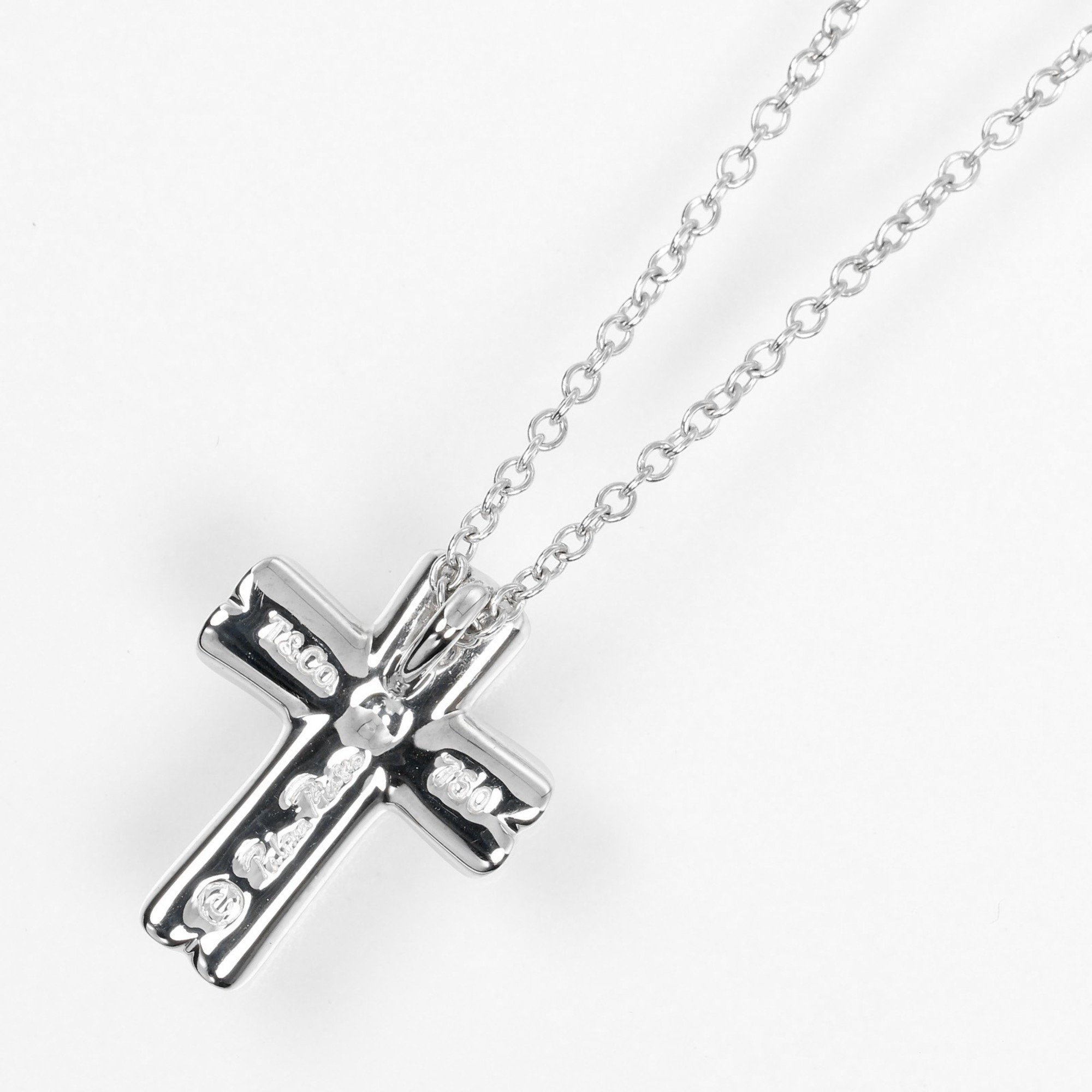 Tiffany TIFFANY&Co. Tenderness Cross Necklace K18WG White Gold Diamond Approx. 3.8g