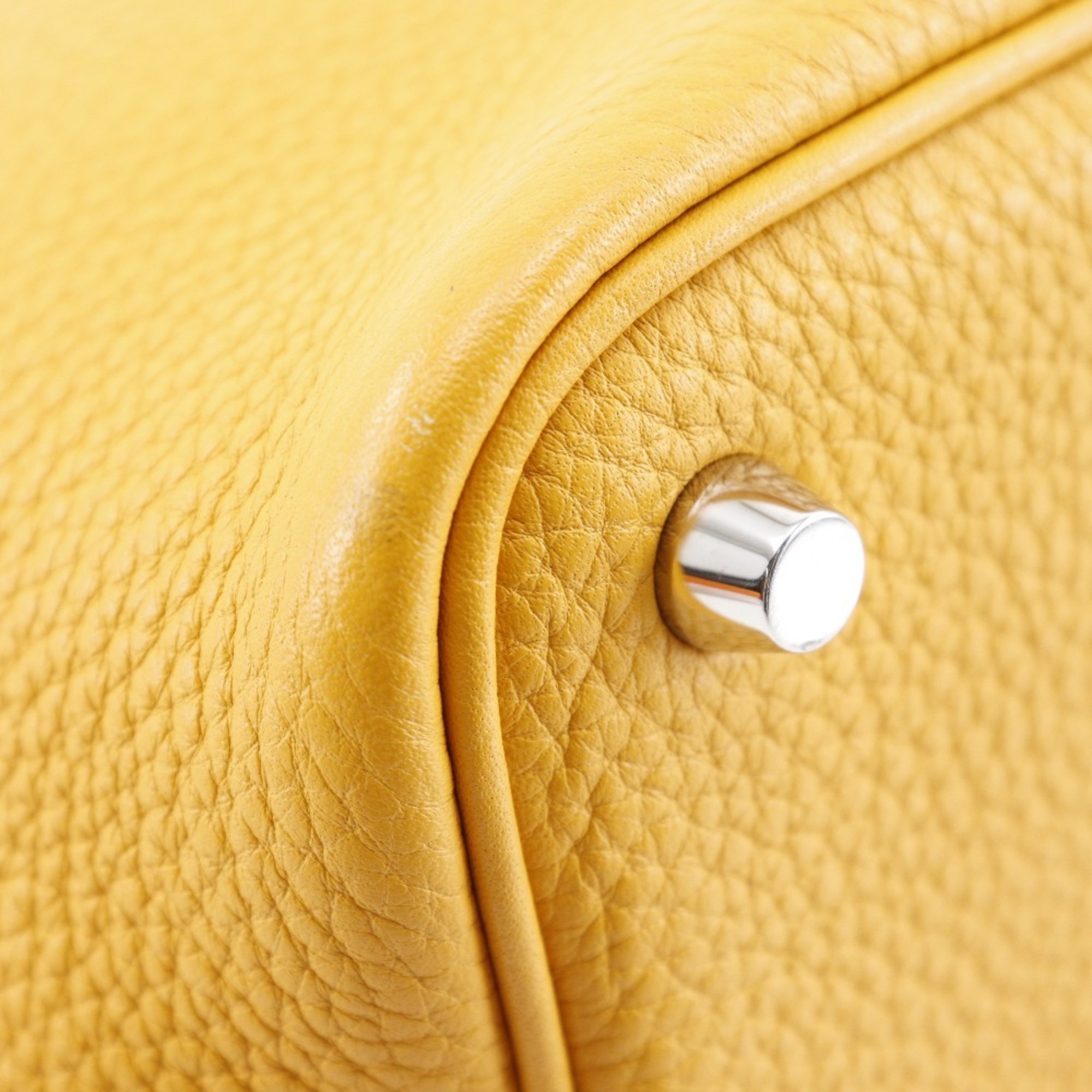 Hermes HERMES Picotin Lock 18 PM Handbag Taurillon Clemence Moutard 2012 Yellow □P Belt clasp Ladies