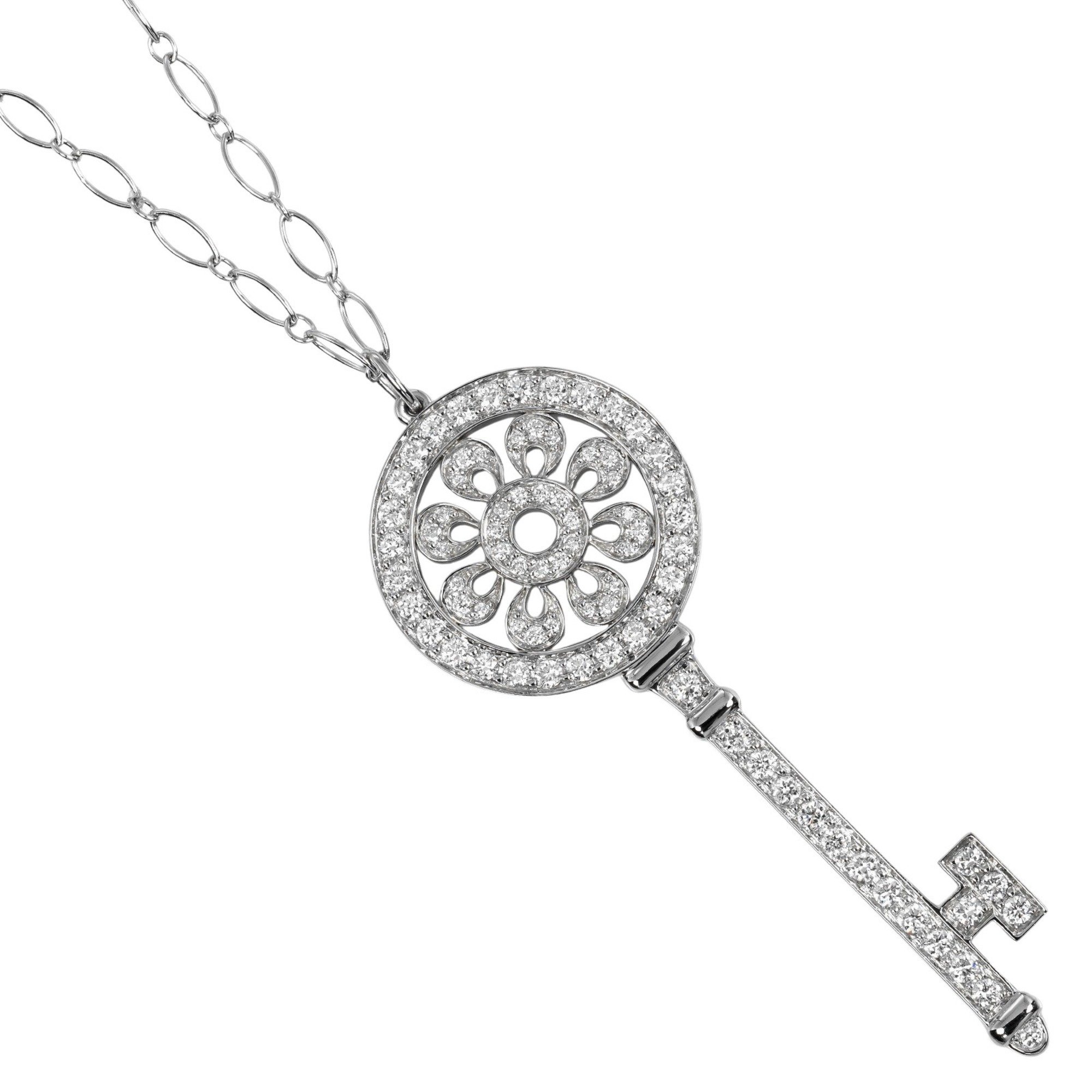 Tiffany TIFFANY&Co. Petal Key Necklace Pt950 Platinum K18WG White Gold Diamond Approx. 14.2g