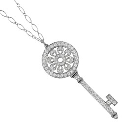 Tiffany TIFFANY&Co. Petal Key Necklace Pt950 Platinum K18WG White Gold Diamond Approx. 14.2g