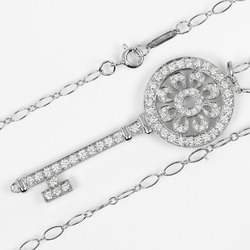 Tiffany TIFFANY&Co. Petal Key Necklace Pt950 Platinum K18WG White Gold Diamond Approx. 14.2g