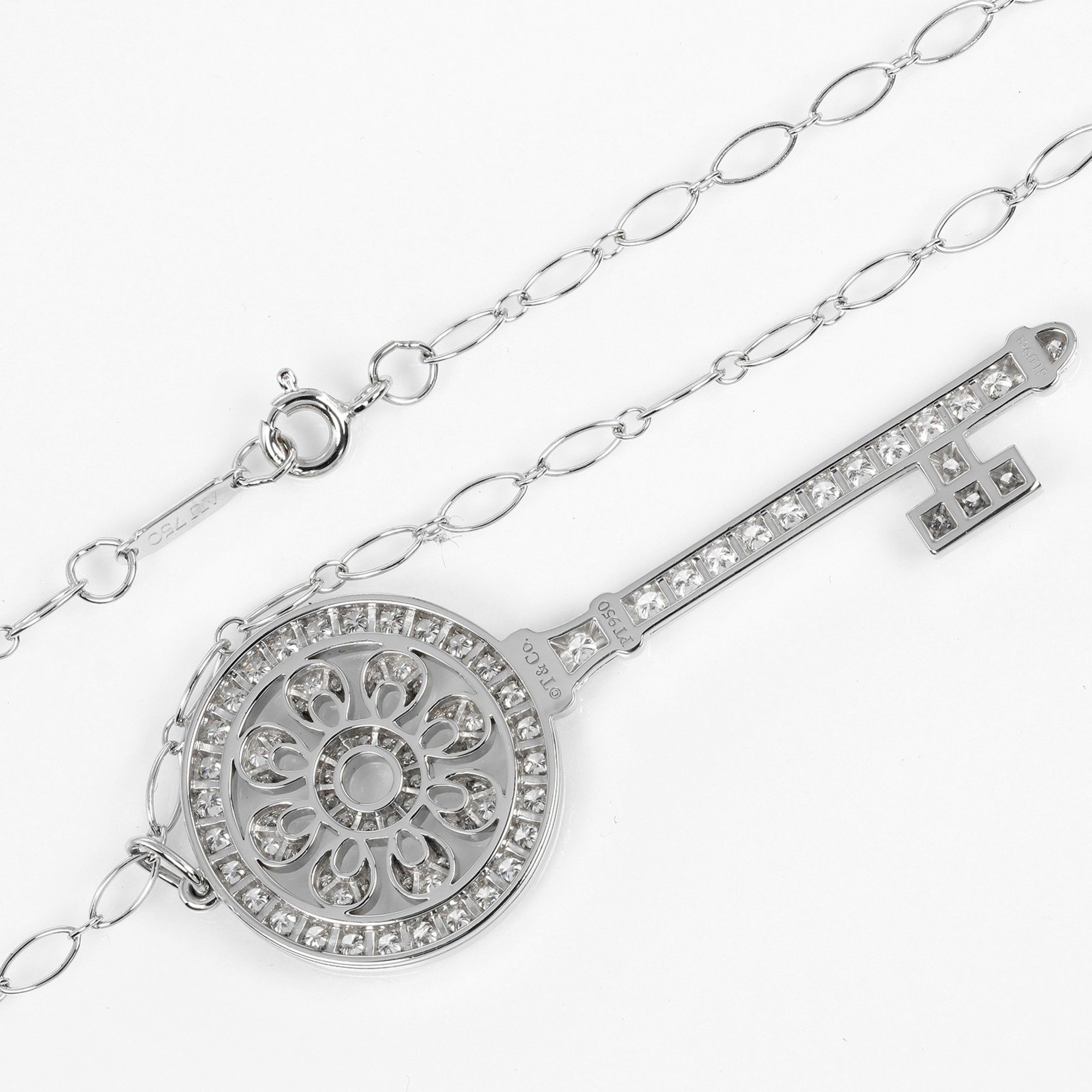 Tiffany TIFFANY&Co. Petal Key Necklace Pt950 Platinum K18WG White Gold Diamond Approx. 14.2g