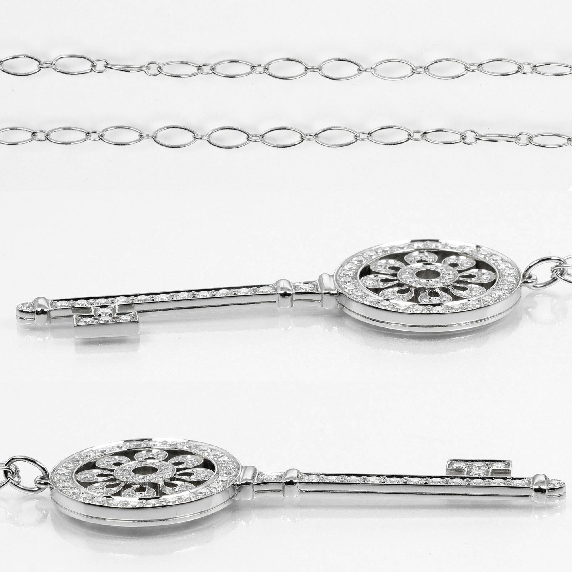 Tiffany TIFFANY&Co. Petal Key Necklace Pt950 Platinum K18WG White Gold Diamond Approx. 14.2g