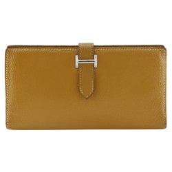 Hermes HERMES Bearn Classic Long Wallet Veau Epsom Leather 2005 Camel □I Belt Clasp Baan Unisex