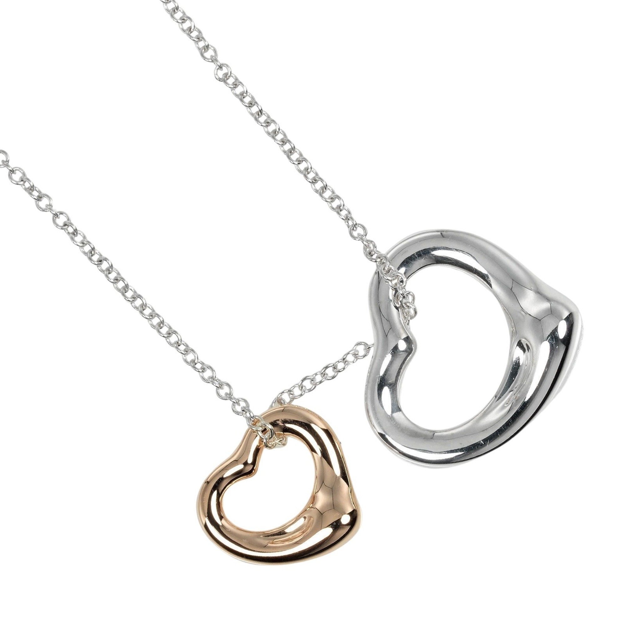 Tiffany TIFFANY&Co. Double Heart Necklace 11mm&16mm Silver 925 K18PG Pink Gold Approx. 4.4g