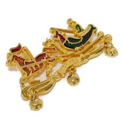 Hermes HERMES Brooch Santa Claus Reindeer Sleigh Bell Clear Orange Red Green Multicolor Cloisonne Men's Women's