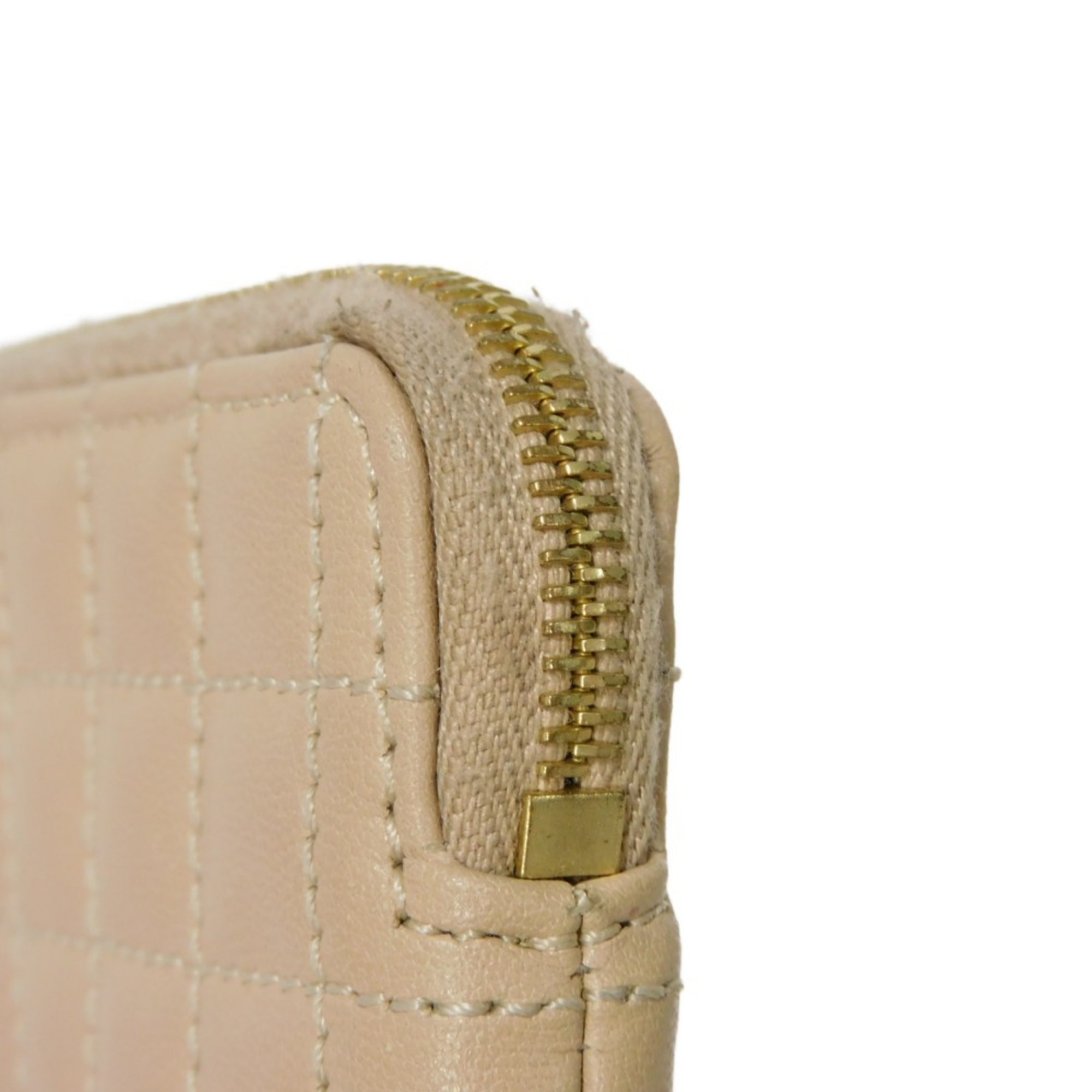 CELINE Coin Case C Charm Card Pouch Calf Beige Stitch Gold Quilted Nude 10B823BFL.03ND Men's Women's