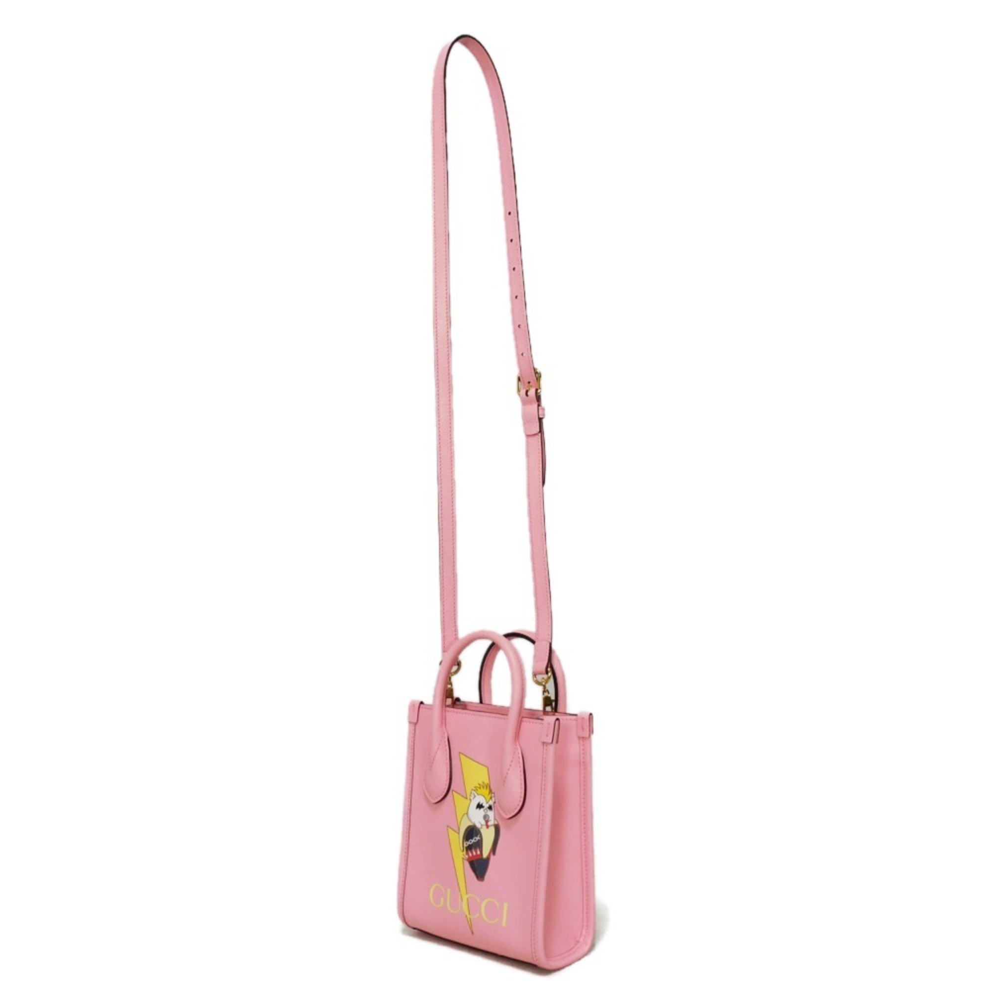 Gucci GUCCI Handbag Bananya Tote Banana Bolt Inazuma Pastel Shoulder Bag Light Pink 671623 Women's