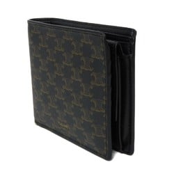 CELINE Triomphe Bifold Wallet Foil Stamp Khaki Coin Case Black 10C872BQB.38NO Men's