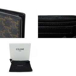 CELINE Triomphe Bifold Wallet Foil Stamp Khaki Coin Case Black 10C872BQB.38NO Men's