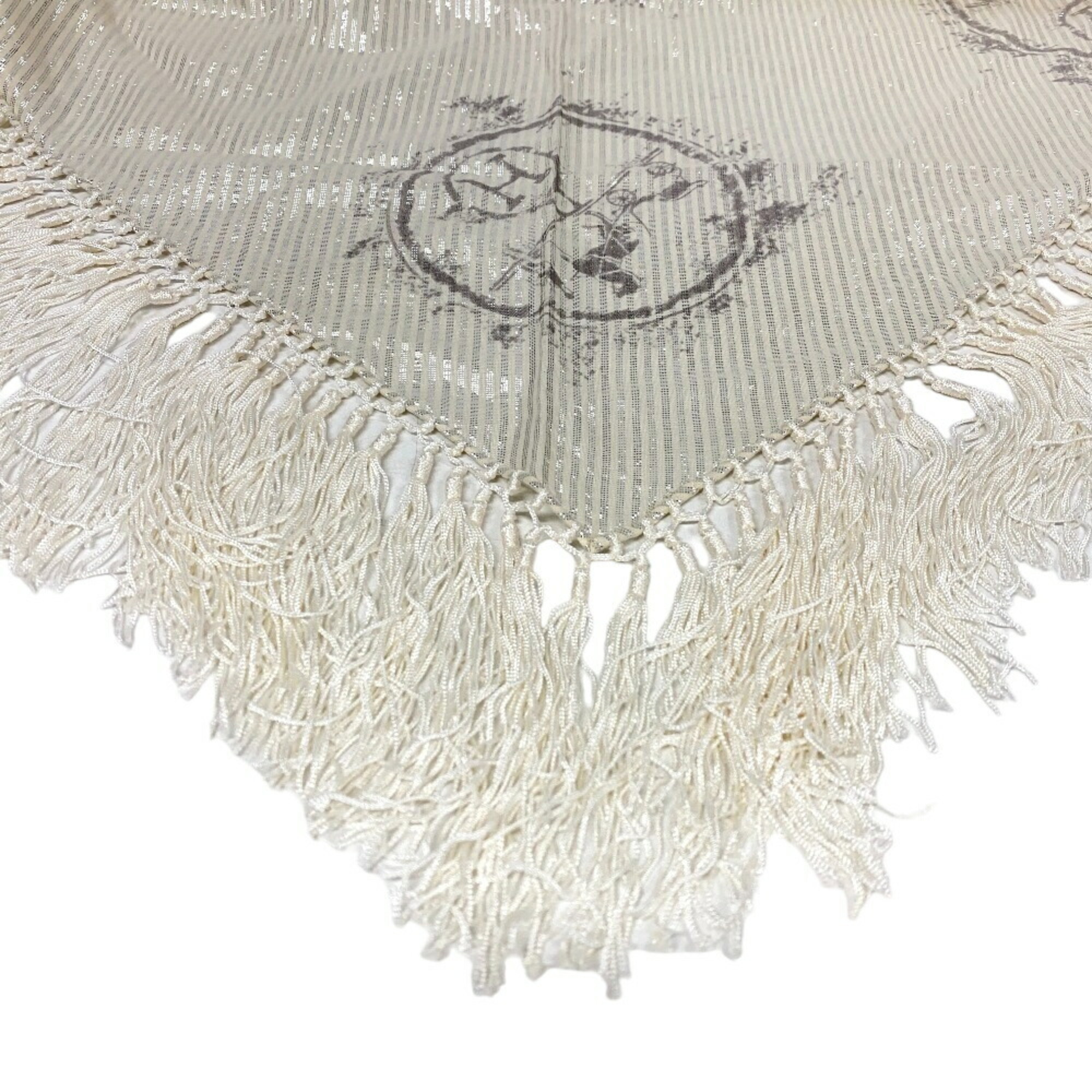 HERMES Hermes Pointe Nomade Tencel Scarf Muffler Ivory Women's