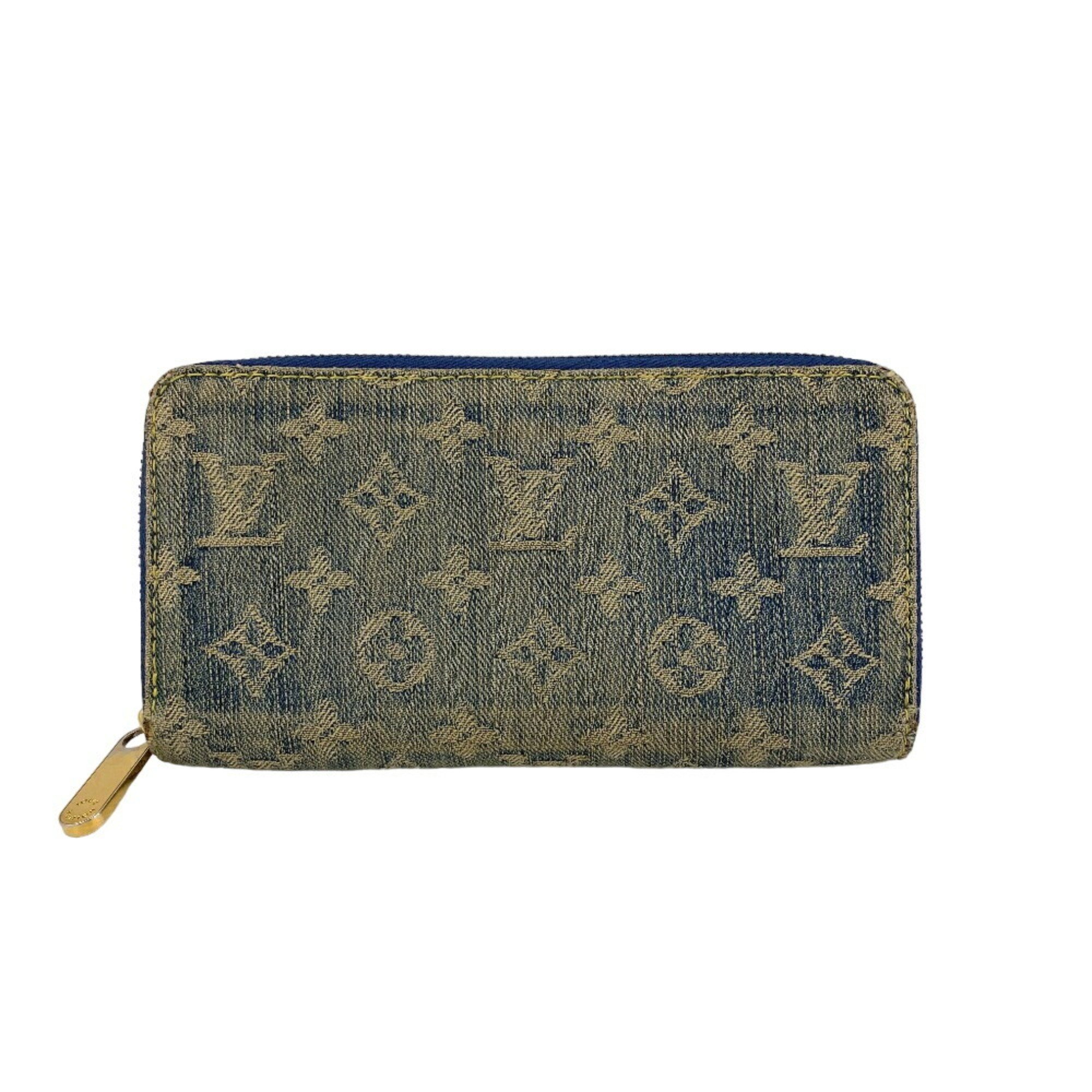 LOUIS VUITTON M95341 Zippy Wallet Round Monogram Denim Long Blue Unisex