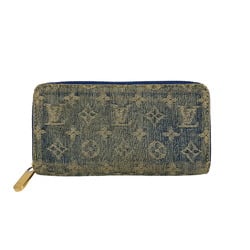 LOUIS VUITTON M95341 Zippy Wallet Round Monogram Denim Long Blue Unisex