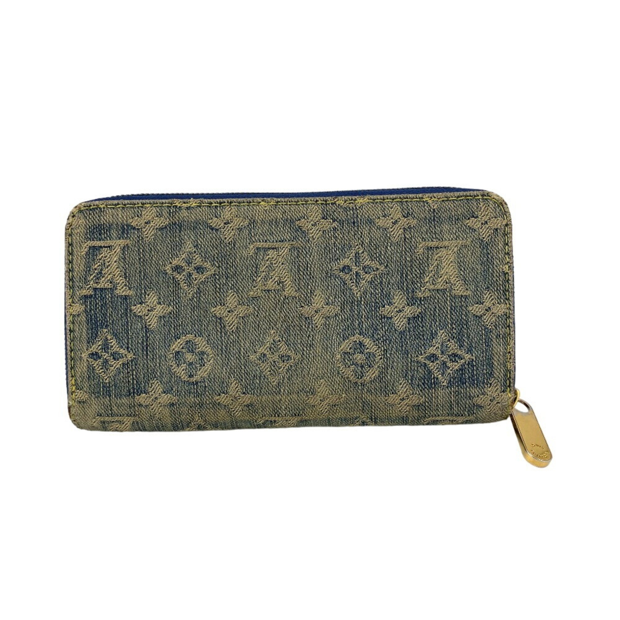 LOUIS VUITTON M95341 Zippy Wallet Round Monogram Denim Long Blue Unisex