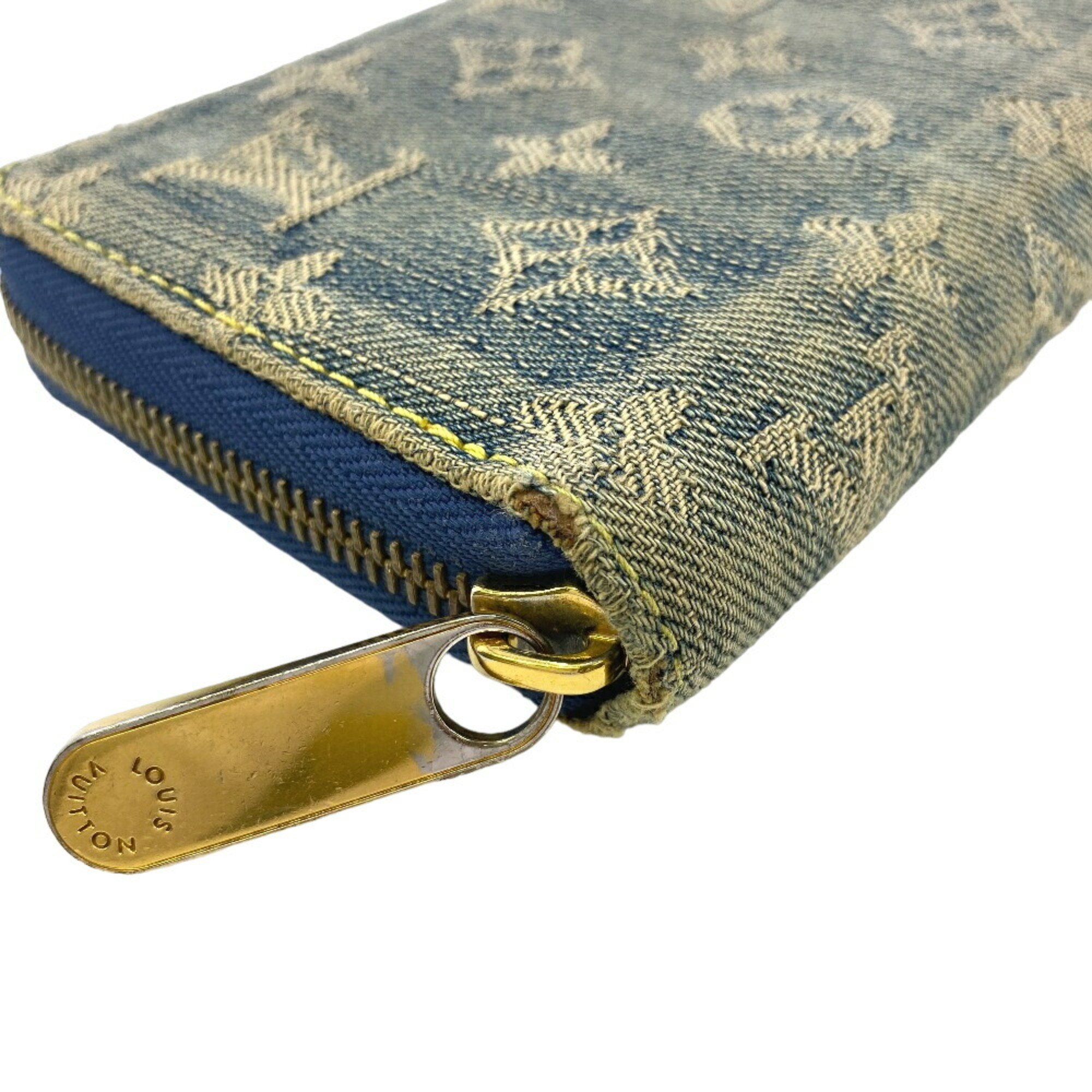 LOUIS VUITTON M95341 Zippy Wallet Round Monogram Denim Long Blue Unisex