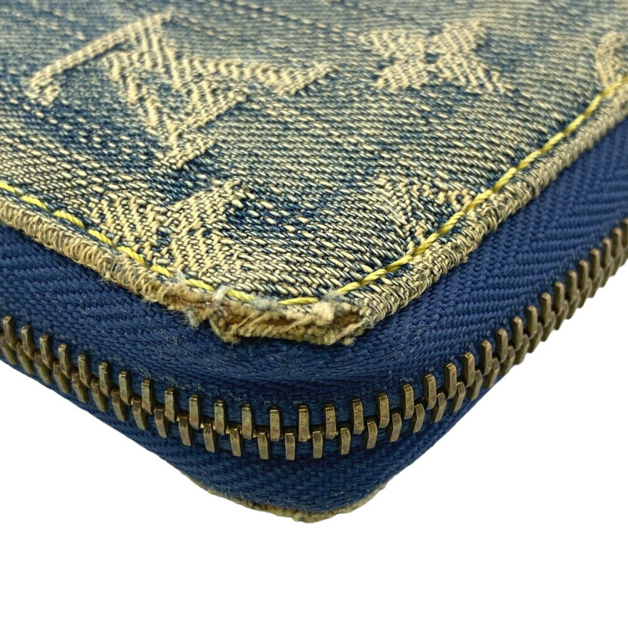 LOUIS VUITTON M95341 Zippy Wallet Round Monogram Denim Long Blue Unisex