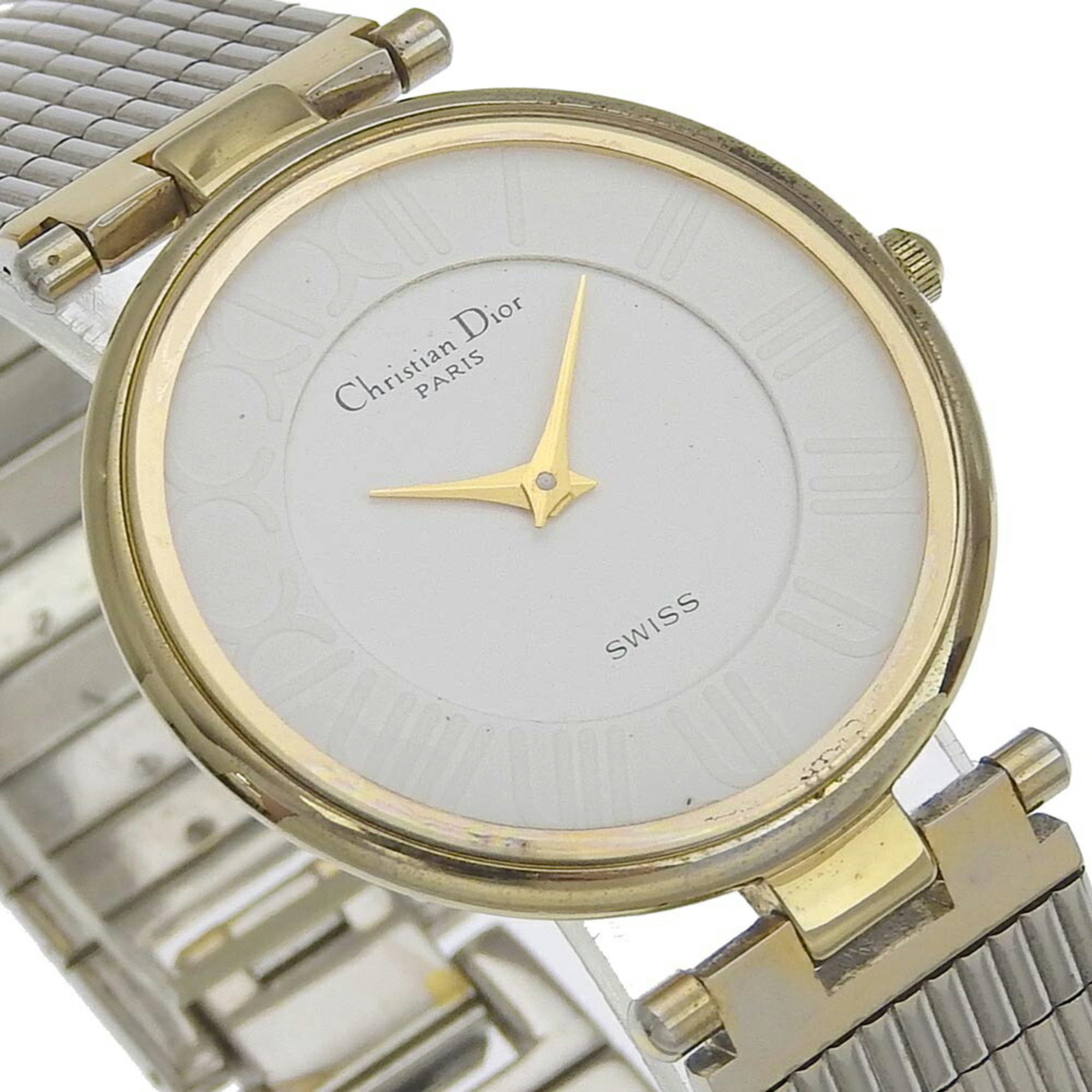 Christian Dior Watch 4715032 Stainless Steel x Gold Plated Quartz Analog Display White Dial Men's