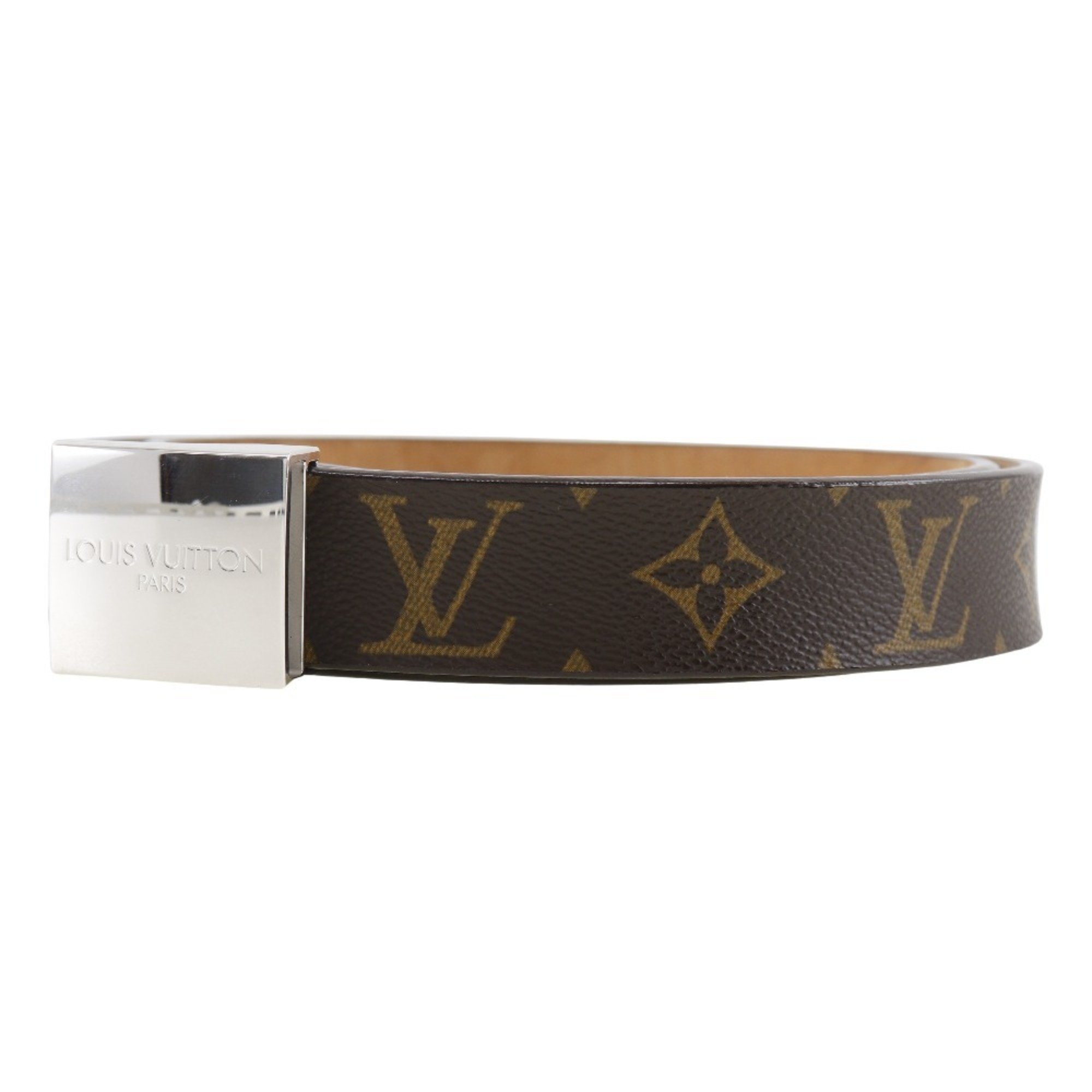 LOUIS VUITTON Ceinture Carre Belt M6801 Monogram Canvas 2004 Brown LB0044 Men's