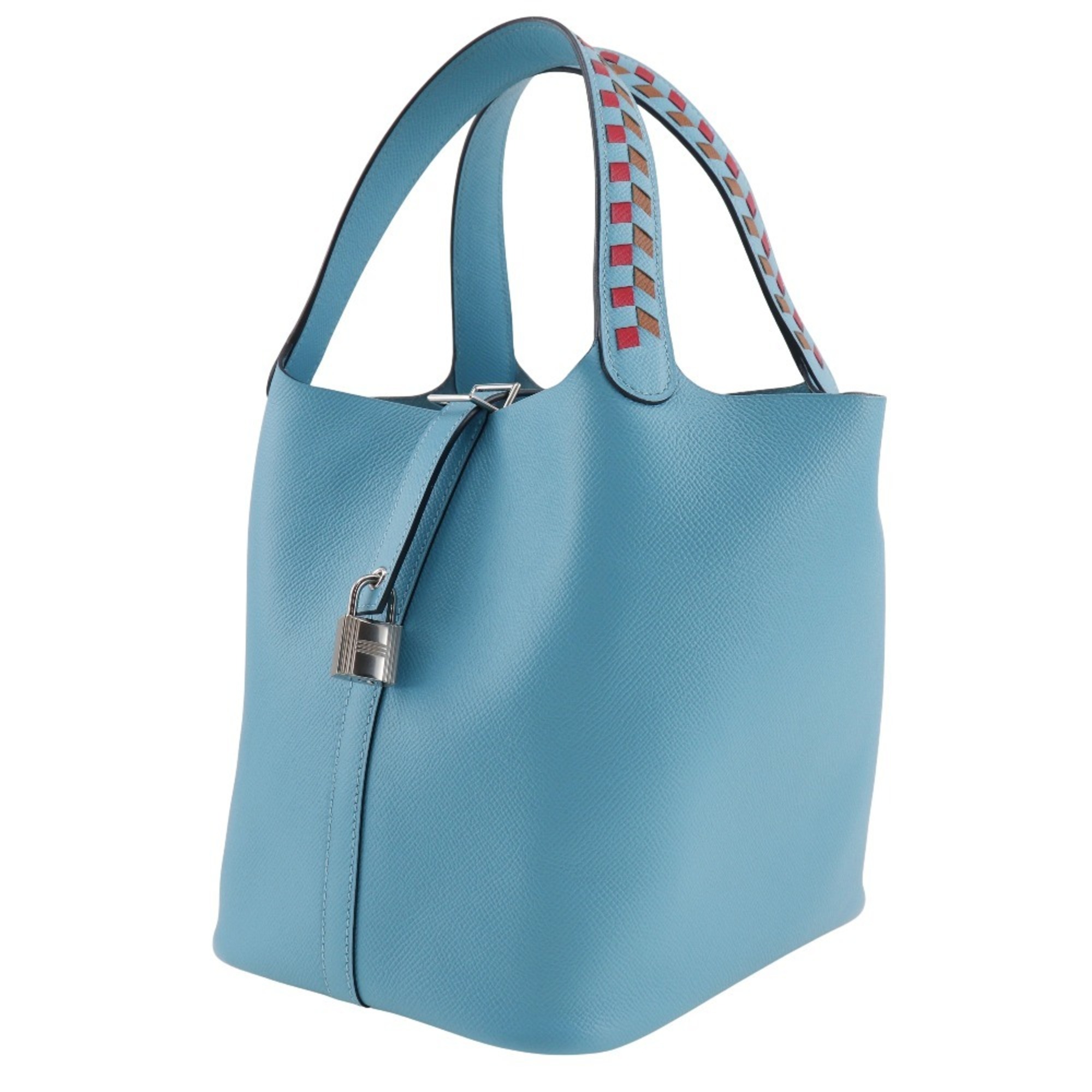 Hermes HERMES Picotin Lock MM Handbag Traceage Epsom Leather 2019 Light Blue D Belt Clasp LockMM Women's