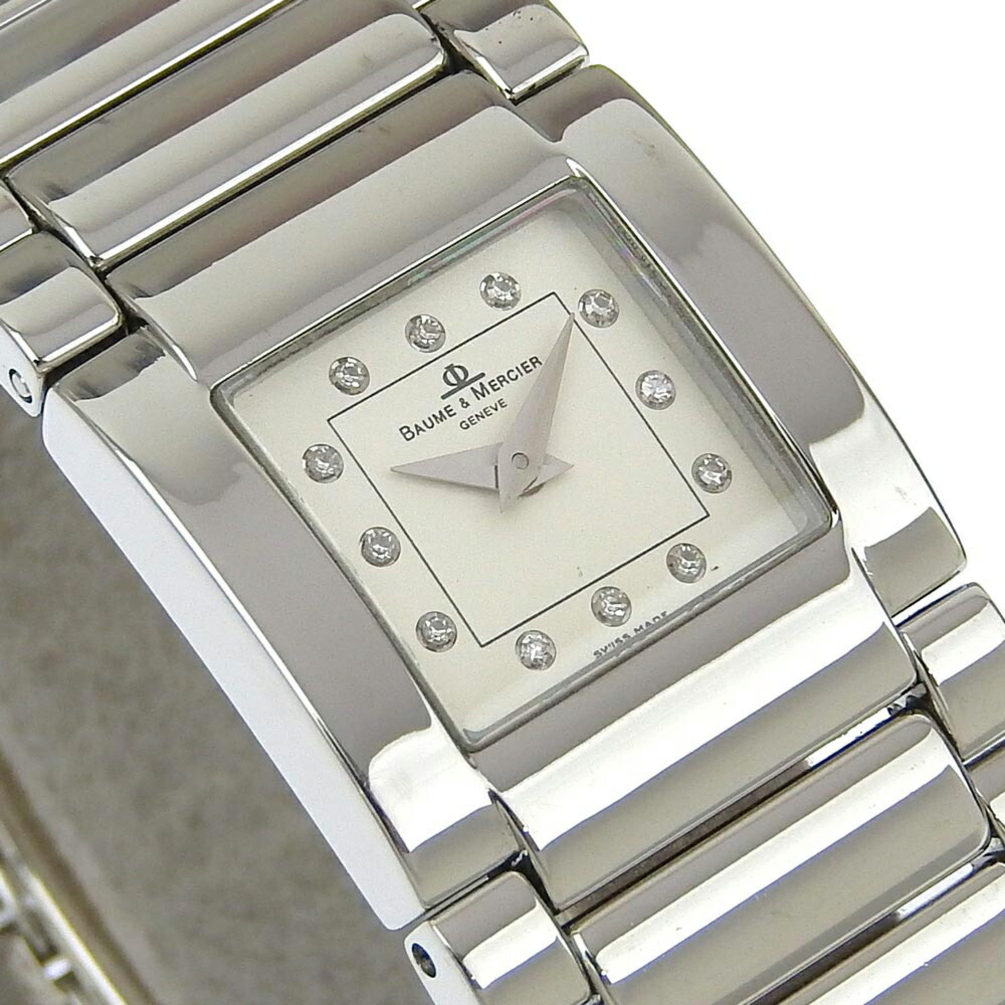 Baume & Mercier Catwalk Watch 12P Diamond MV045219 Stainless Steel Quartz Analog Display White Dial Ladies