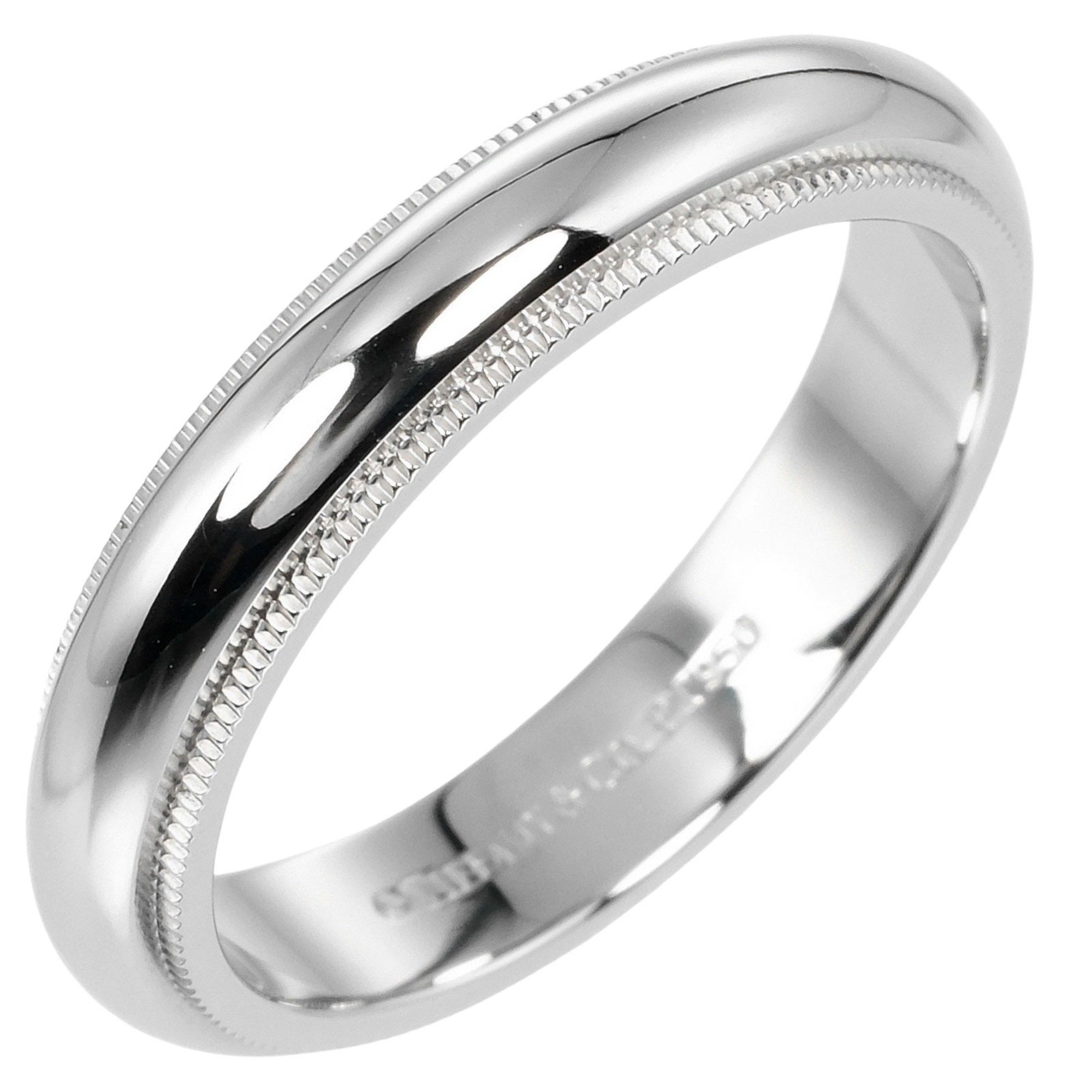 Tiffany & Co. Together Milgrain Ring Size 13.5 4mm Model Pt950 Platinum Approx. 8.1g