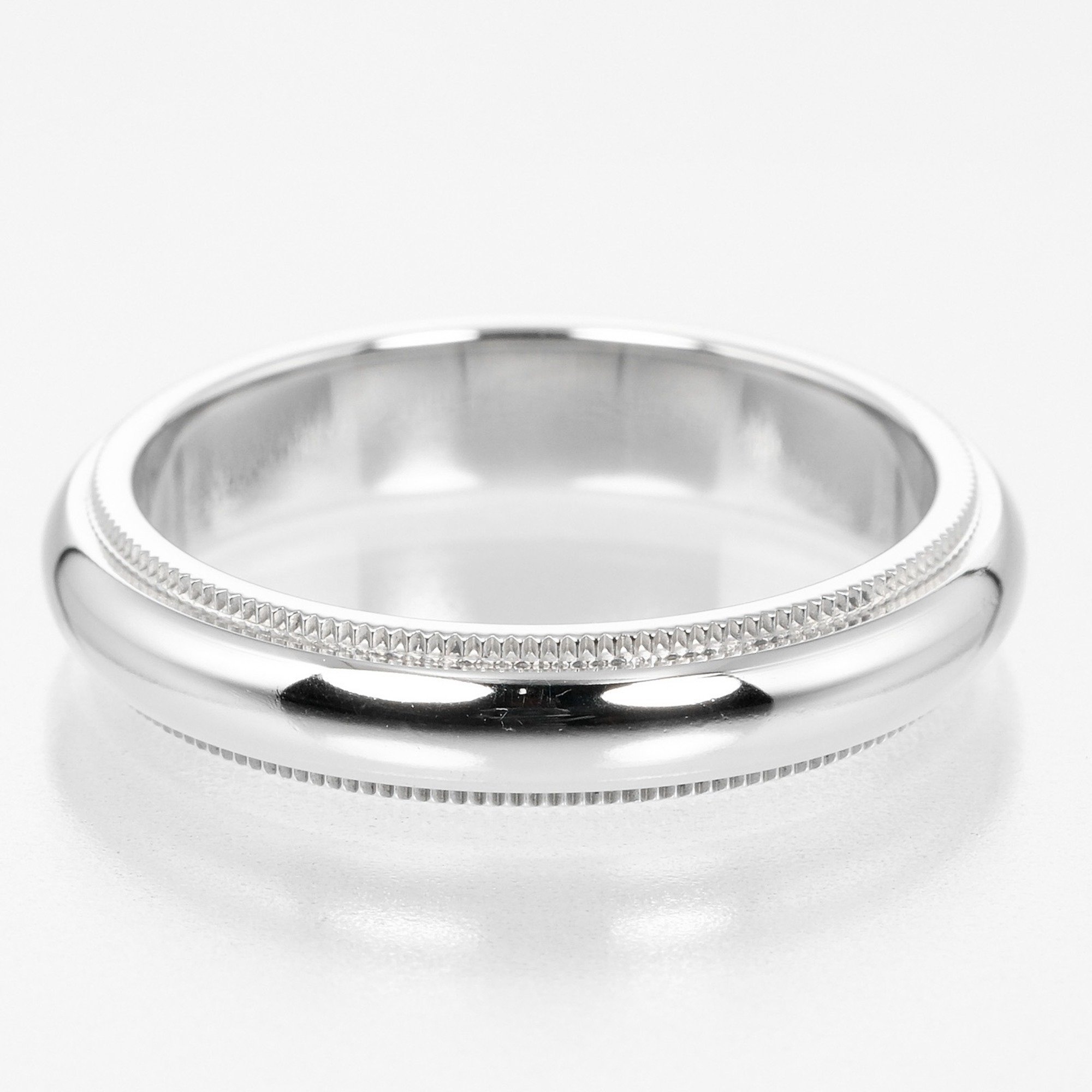 Tiffany & Co. Together Milgrain Ring Size 13.5 4mm Model Pt950 Platinum Approx. 8.1g