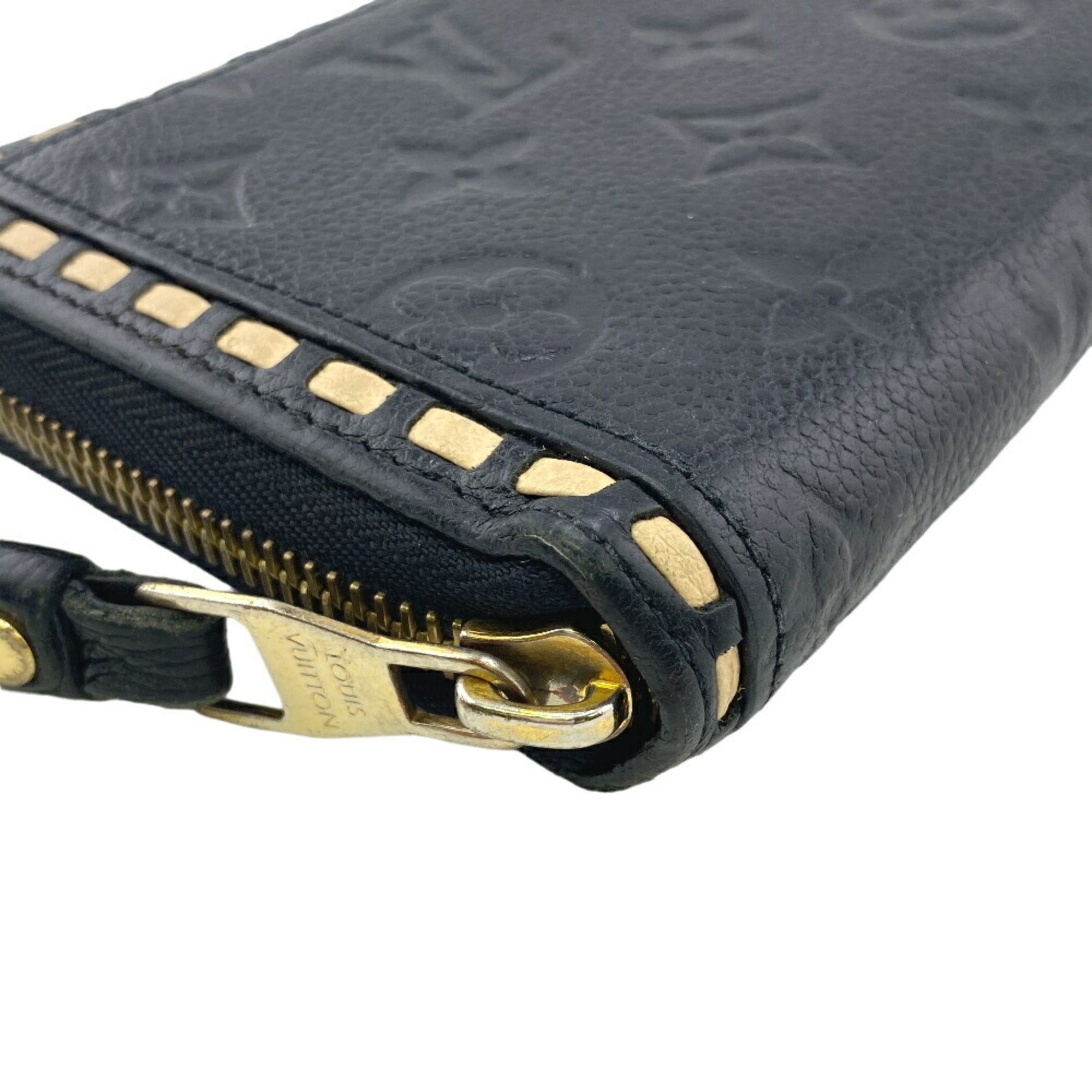 LOUIS VUITTON M64805 Zippy Wallet Round Monogram Empreinte Long Black Women's