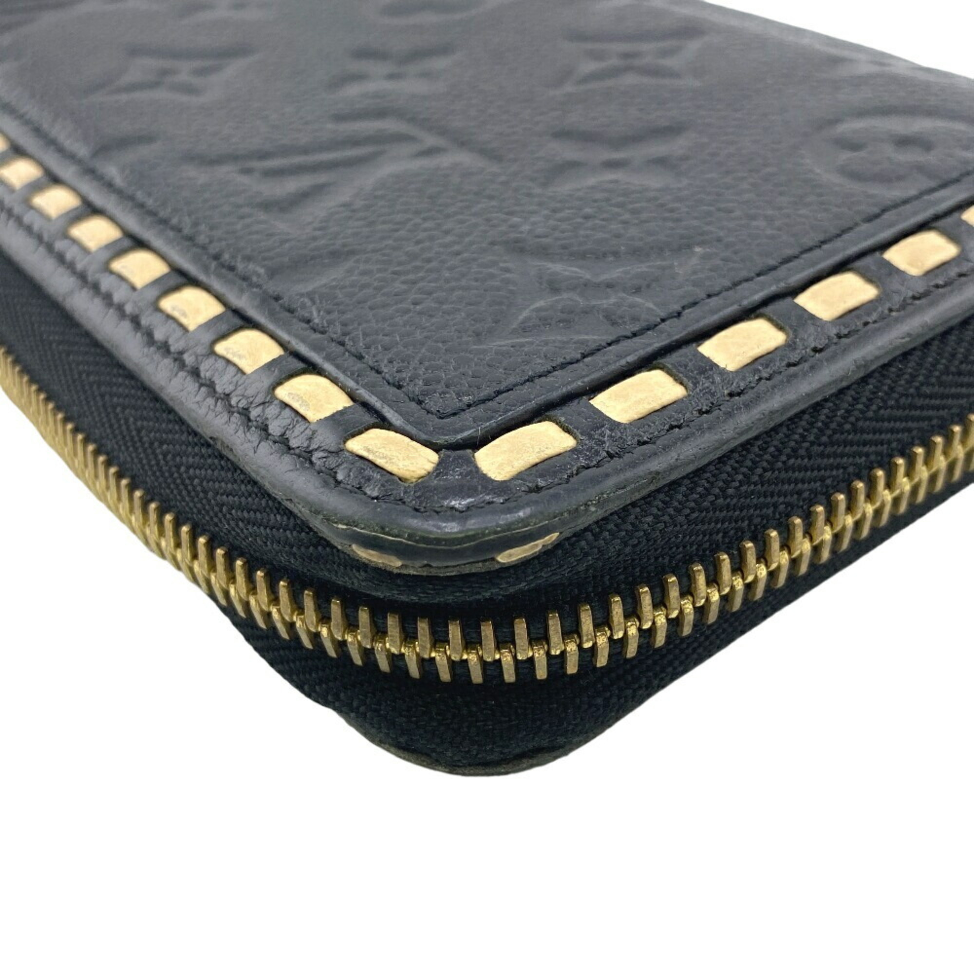 LOUIS VUITTON M64805 Zippy Wallet Round Monogram Empreinte Long Black Women's