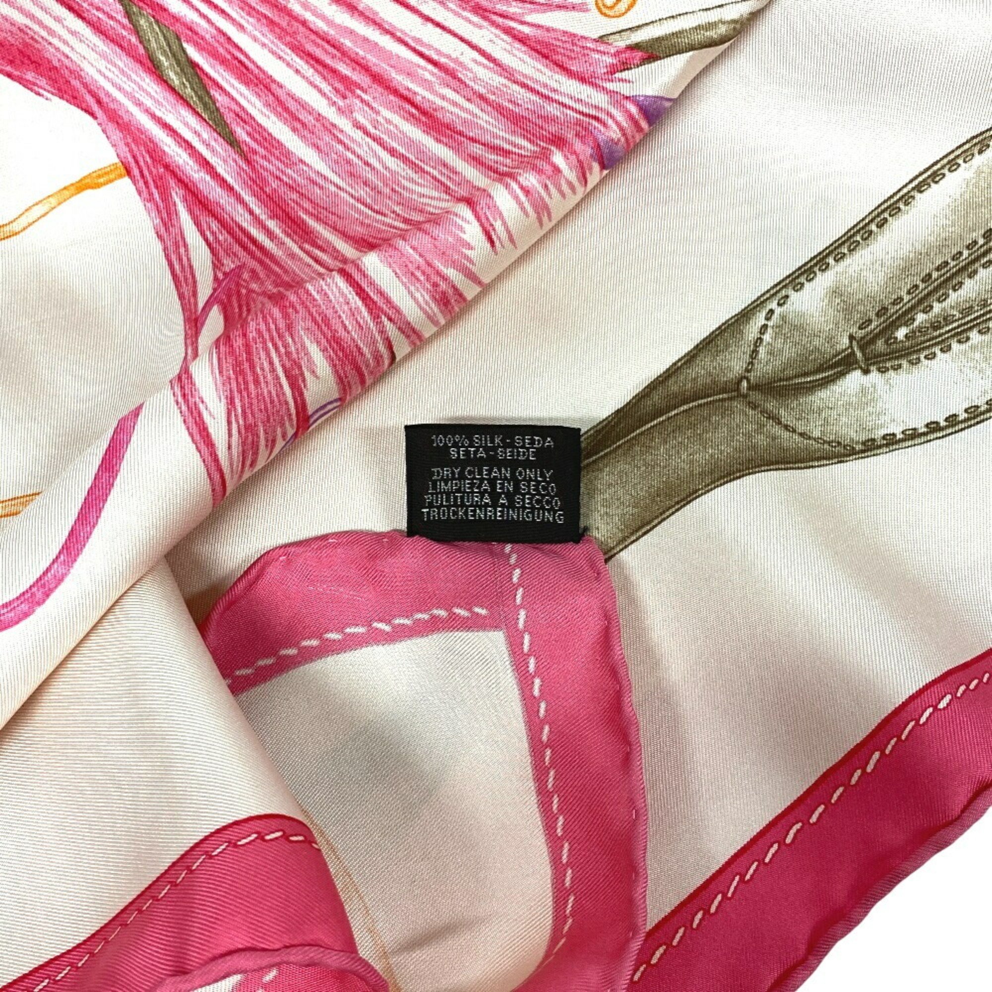 HERMES Hermes Carre 90 PROJETS CARRES Planning Power Scarf Muffler Pink Unisex