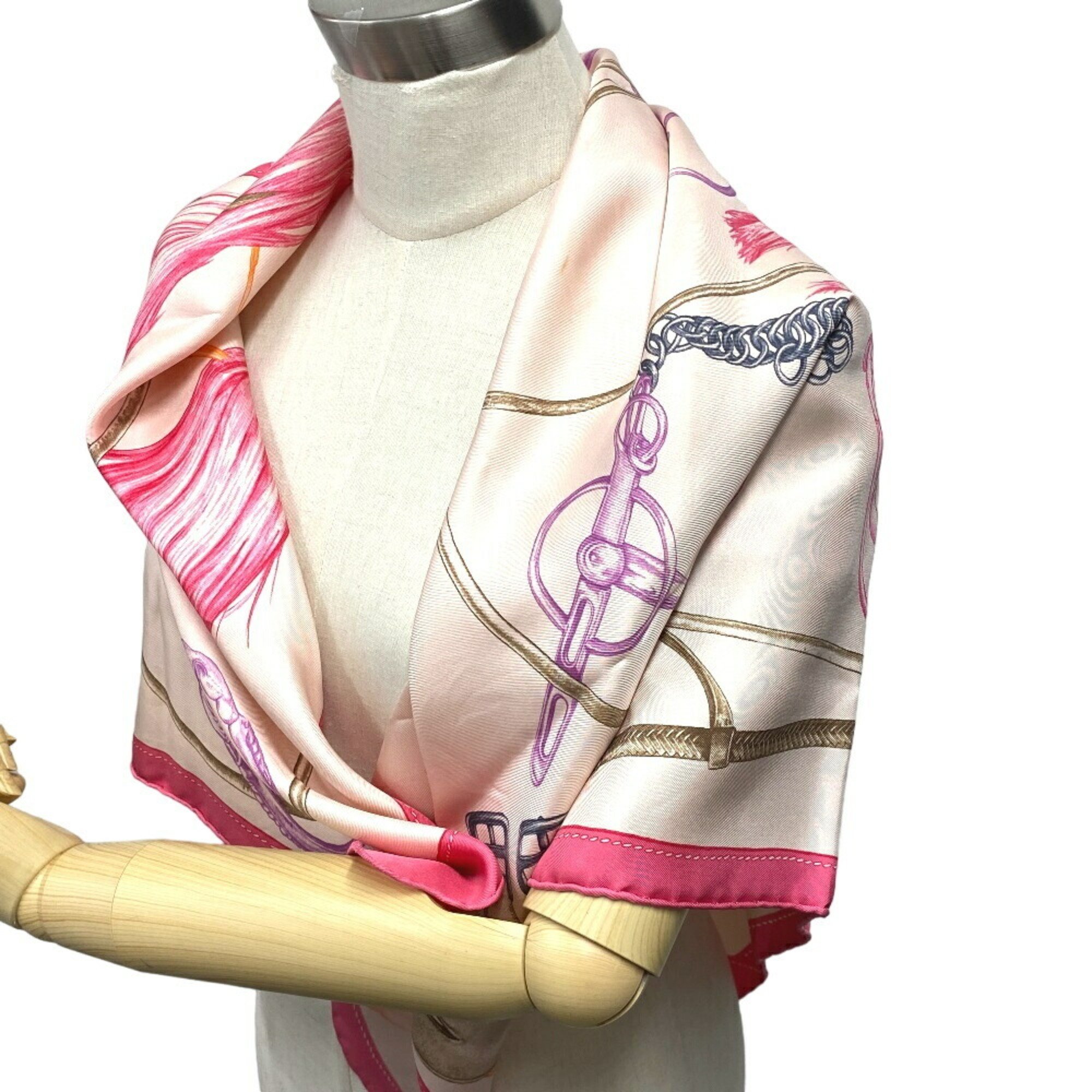 HERMES Hermes Carre 90 PROJETS CARRES Planning Power Scarf Muffler Pink Unisex