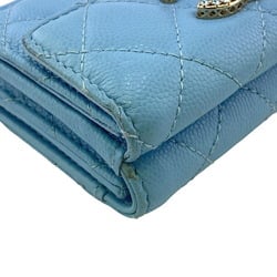 CHANEL Coco Mark Metiers d'Art Collection Collectors Matelasse Rhinestone Tri-fold Wallet Blue Women's