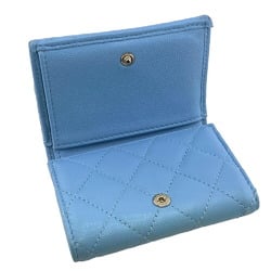 CHANEL Coco Mark Metiers d'Art Collection Collectors Matelasse Rhinestone Tri-fold Wallet Blue Women's