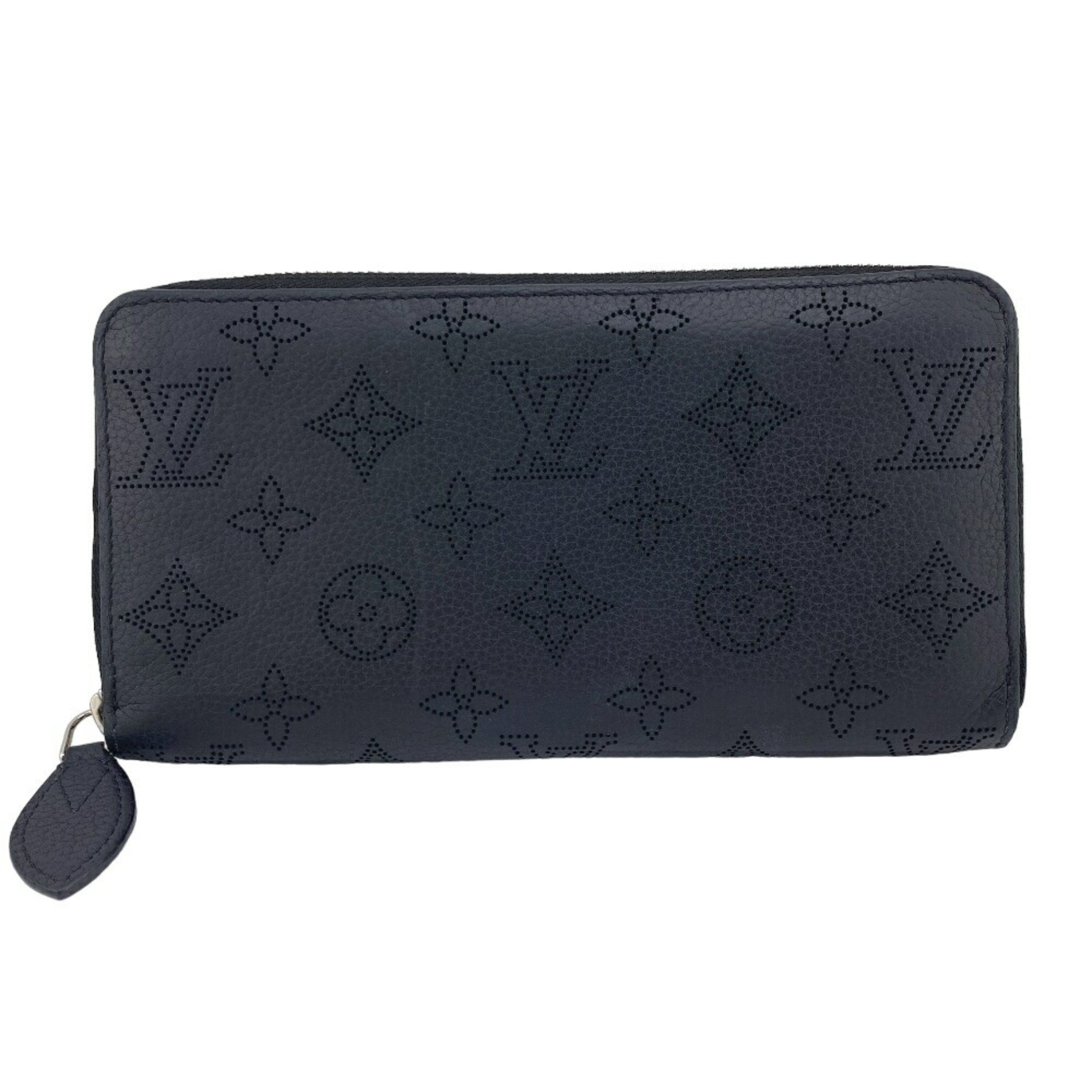 LOUIS VUITTON M61867 Zippy Wallet Round Calf Black Mahina Long Unisex