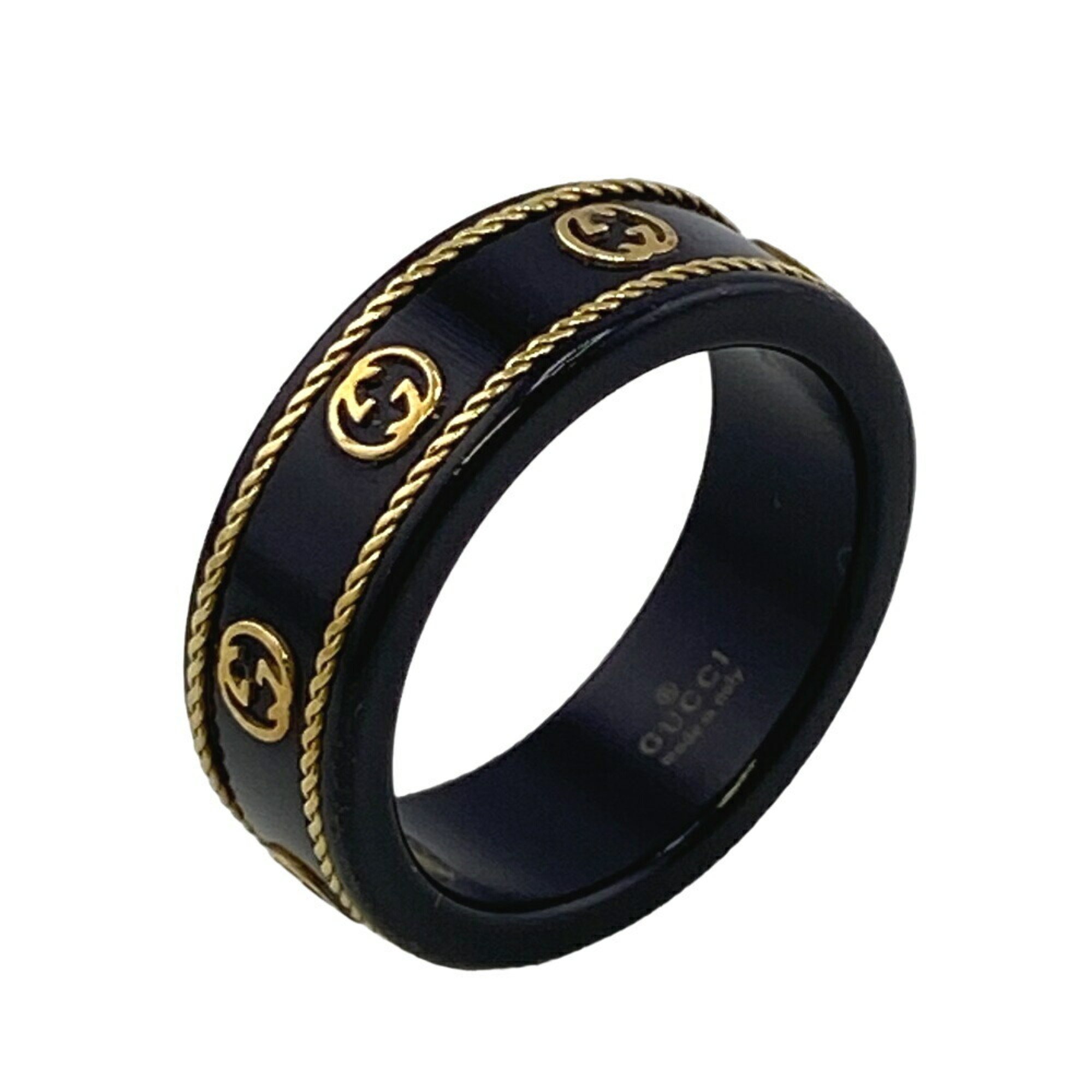 GUCCI Gucci Interlocking G Ring Black Unisex