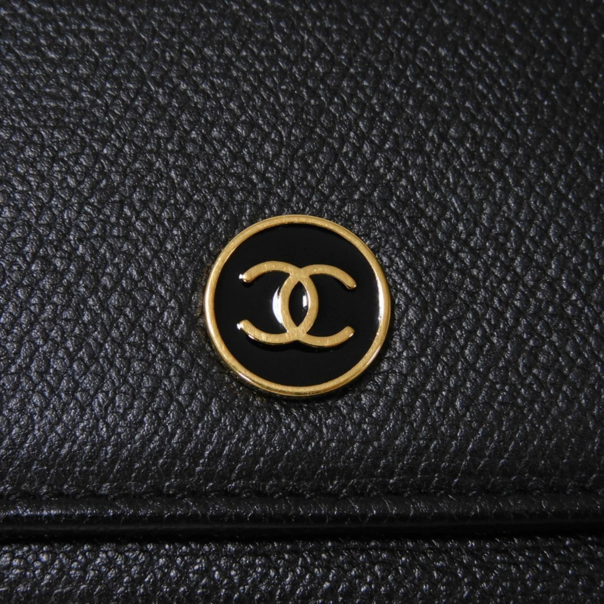 CHANEL Key Case Coco Button 6-Row Holder CC Mark Enamel Calf Double Snap 9th Series Black A20909 Men's Women's