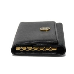 CHANEL Key Case Coco Button 6-Row Holder CC Mark Enamel Calf Double Snap 9th Series Black A20909 Men's Women's