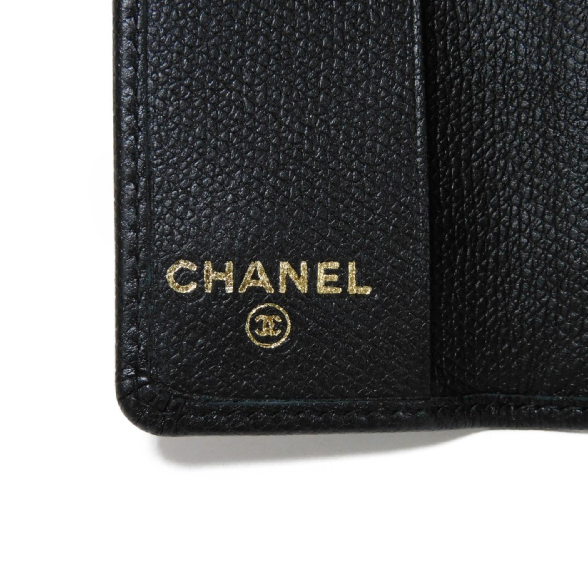 CHANEL Key Case Coco Button 6-Row Holder CC Mark Enamel Calf Double Snap 9th Series Black A20909 Men's Women's