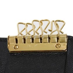 CHANEL Key Case Coco Button 6-Row Holder CC Mark Enamel Calf Double Snap 9th Series Black A20909 Men's Women's