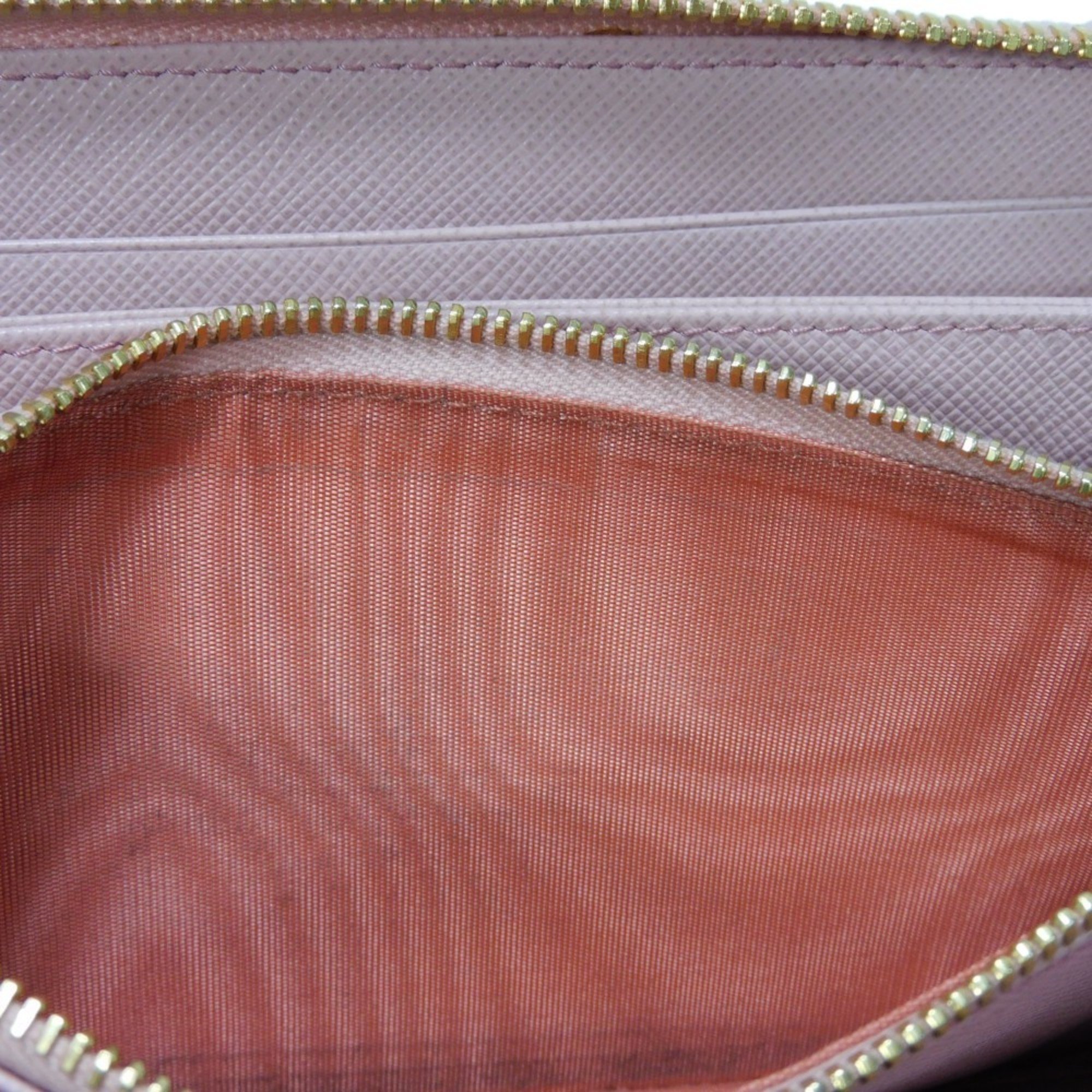 PRADA Long Wallet Zip Around Pastel Pink Round Saffiano Monochrome Petalo 1ML506 2EBW F0442 Women's