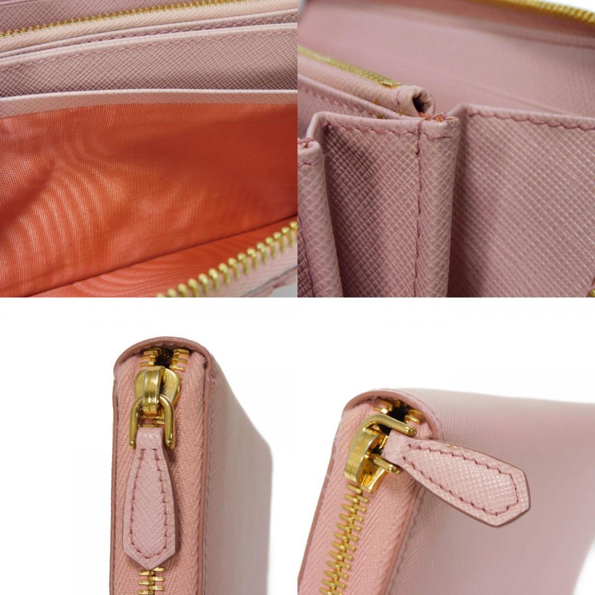 PRADA Long Wallet Zip Around Pastel Pink Round Saffiano Monochrome Petalo 1ML506 2EBW F0442 Women's