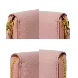 PRADA Long Wallet Zip Around Pastel Pink Round Saffiano Monochrome Petalo 1ML506 2EBW F0442 Women's