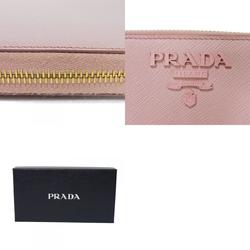 PRADA Long Wallet Zip Around Pastel Pink Round Saffiano Monochrome Petalo 1ML506 2EBW F0442 Women's