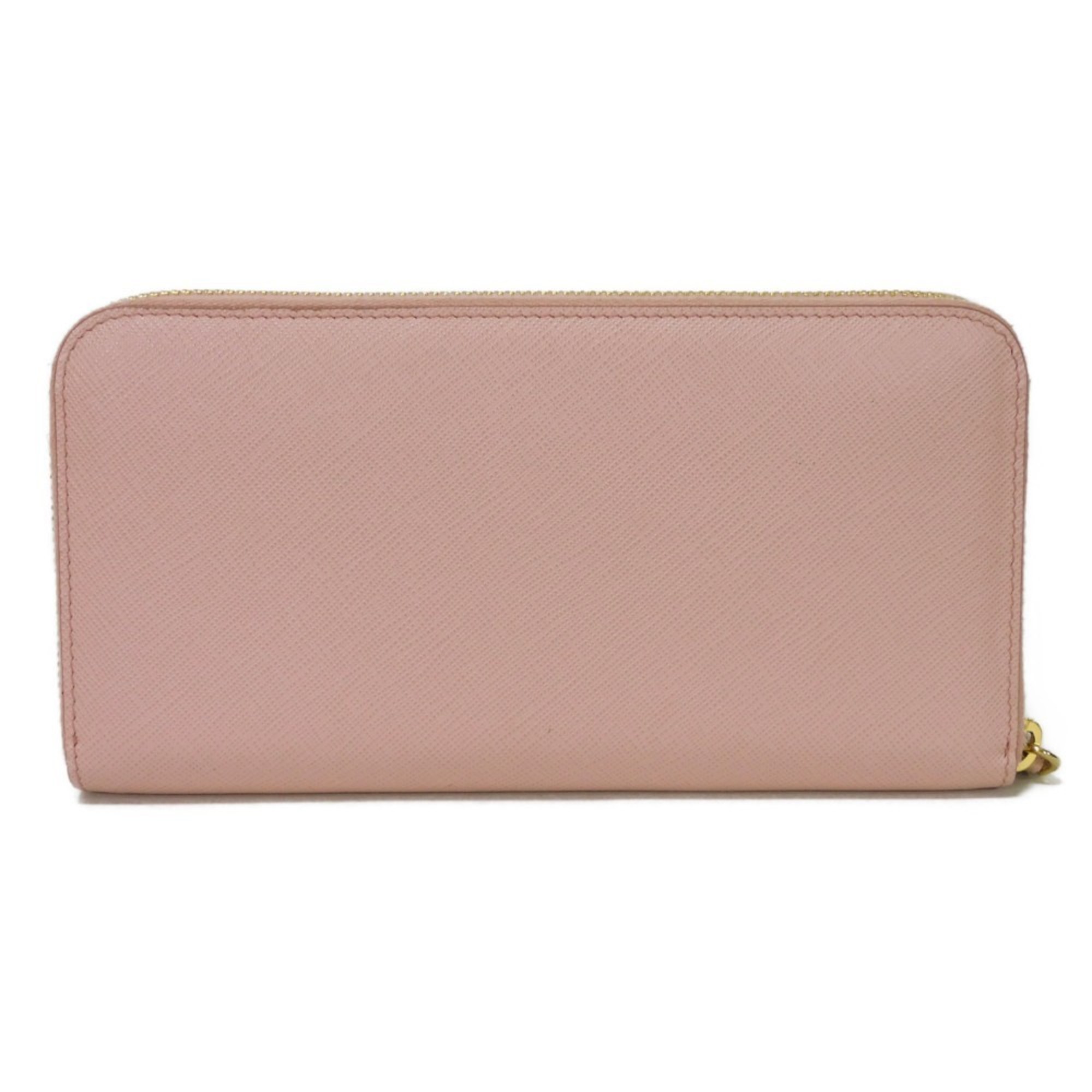 PRADA Long Wallet Zip Around Pastel Pink Round Saffiano Monochrome Petalo 1ML506 2EBW F0442 Women's