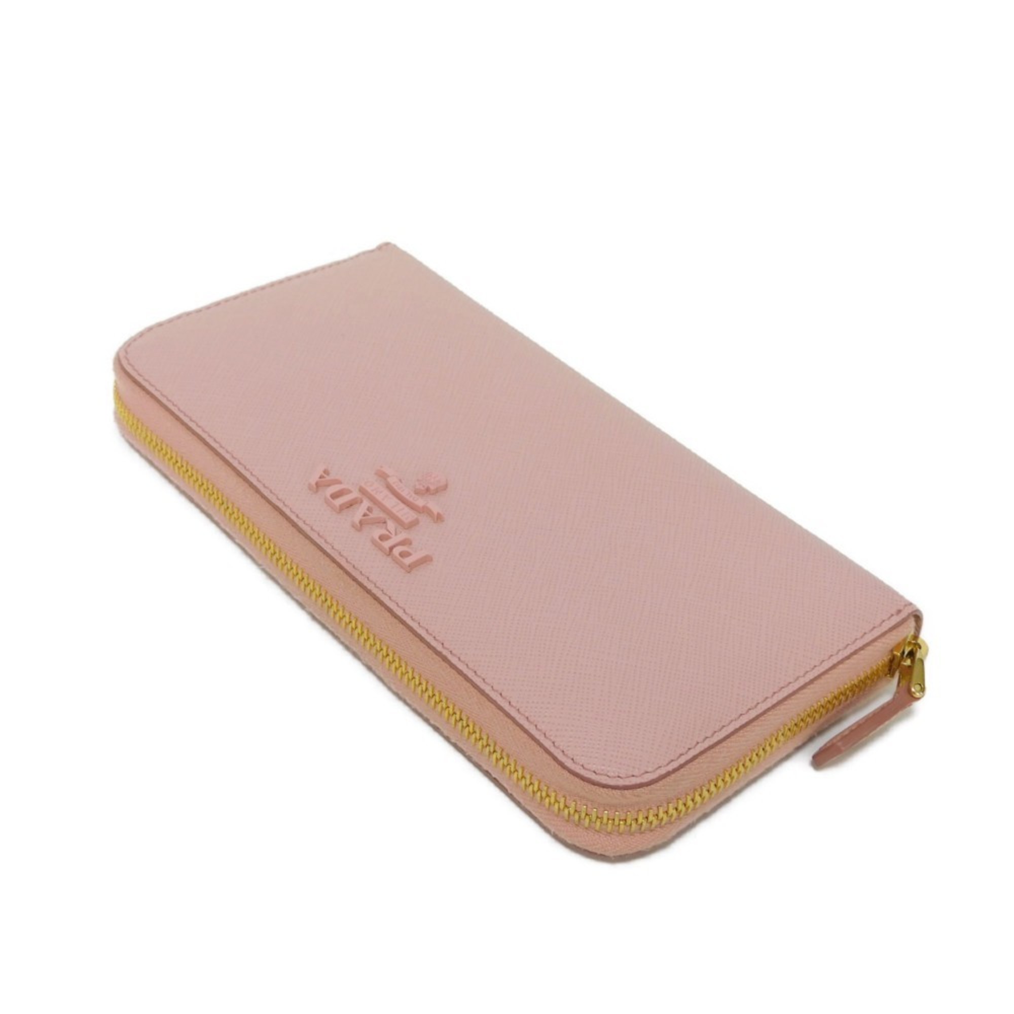 PRADA Long Wallet Zip Around Pastel Pink Round Saffiano Monochrome Petalo 1ML506 2EBW F0442 Women's