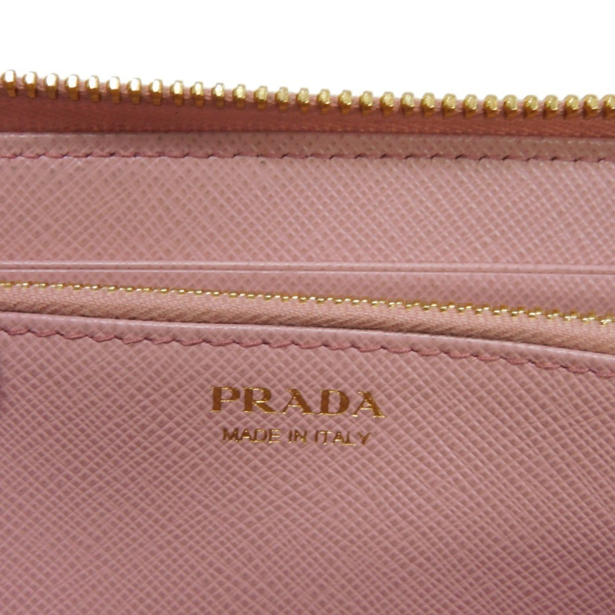 PRADA Long Wallet Zip Around Pastel Pink Round Saffiano Monochrome Petalo 1ML506 2EBW F0442 Women's