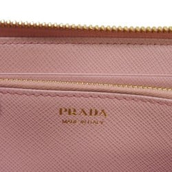 PRADA Long Wallet Zip Around Pastel Pink Round Saffiano Monochrome Petalo 1ML506 2EBW F0442 Women's